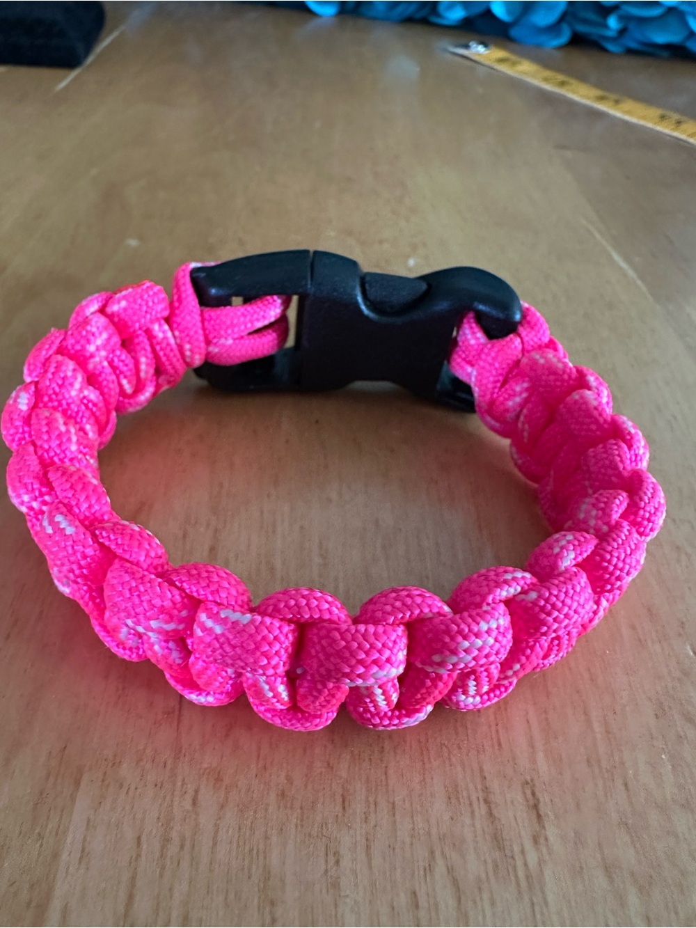 Pink Paracord Survival Bracelet with Quick-Release Buckle